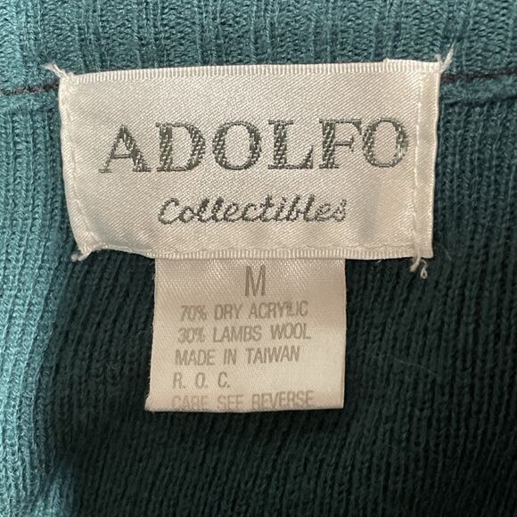 Adolfo Collectibles Women’s Medium Green Cardigan - Wool Blend / Gold Buttons - Picture 5 of 6